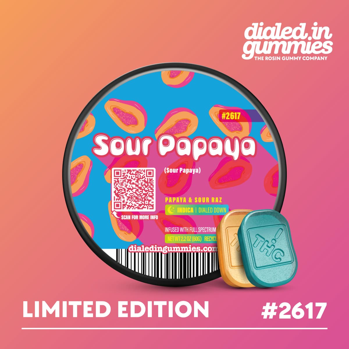 100mg - Sour Papaya - Rosin Gummies (10pk)