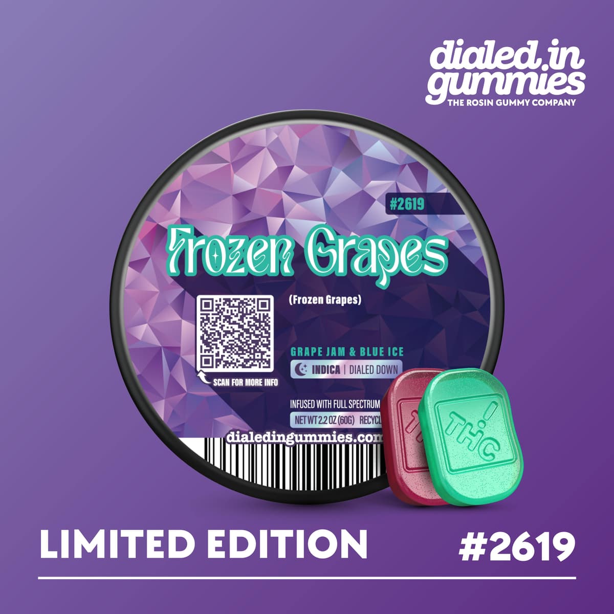 100mg - Frozen Grapes - Rosin Gummies (10pk)