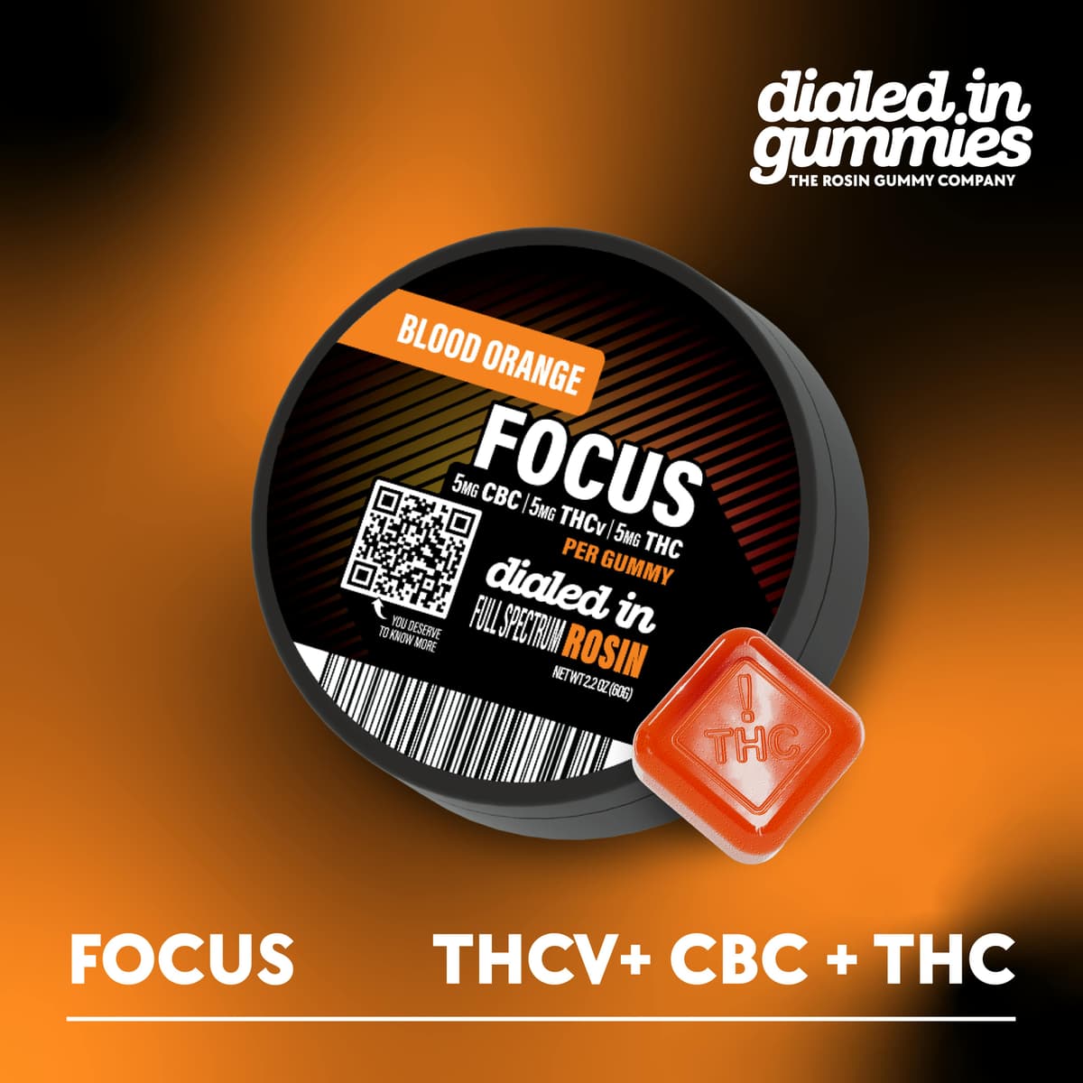 100mg - Blood Orange 1:1:1 Focus - Rosin Gummies (20pk)